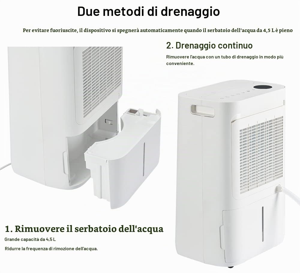 Deumidificatore 25L/24h,Deumidificazione Smart Adatto fino a 70m2,WiFi,Ionizzatore,Filtro Hepa Filtro e ai Carboni Attivi,Scarico Continuo,Serbatoio 4.5 Litri,Timer(ALPHA-Q25 Pro WiFi)