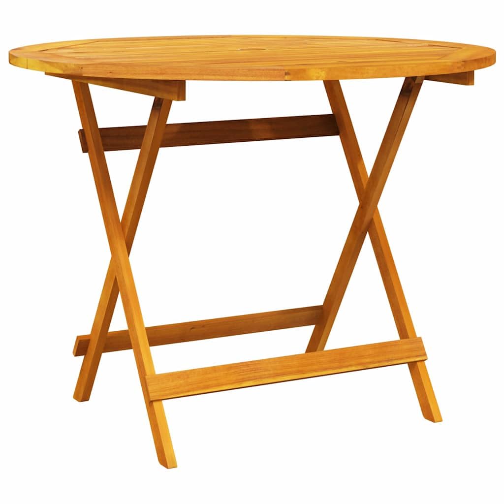Juego de comedor de jardín rústico, 5 piezas, madera maciza de acacia, plegable, con cojines para patio y jardín