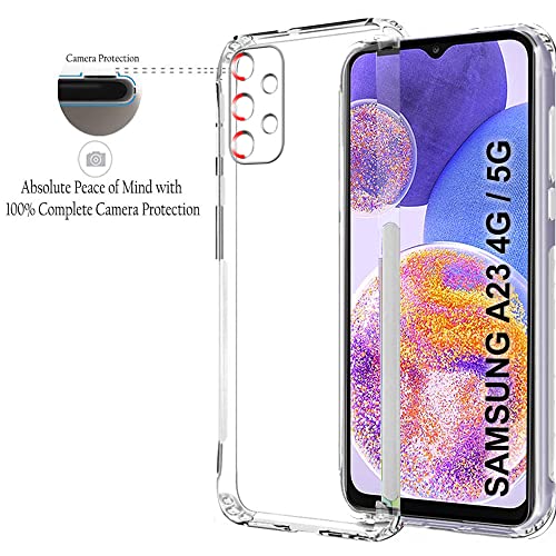 Image of TheGiftKart Back Cover Soft Case for Samsung Galaxy A23 4G /5G|Best Camera Protection|Inbuilt Dust Plugs & Anti-Slip Grip|Ultra Clear Slim Back Cover Case for Samsung Galaxy(TPU+Silicone|Transparent)