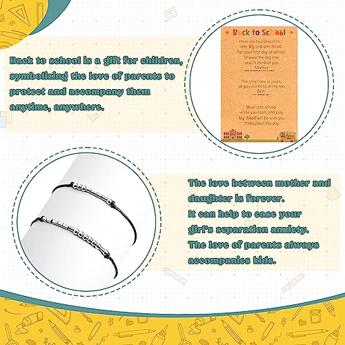 Image of EOBOH Back to School Supplies, Back to School Bracelet Mommy and Me, Prek Matching Wish Bracelets Set, Adjustable Bracelet for Boys Girls Gifts Stuff Bulk