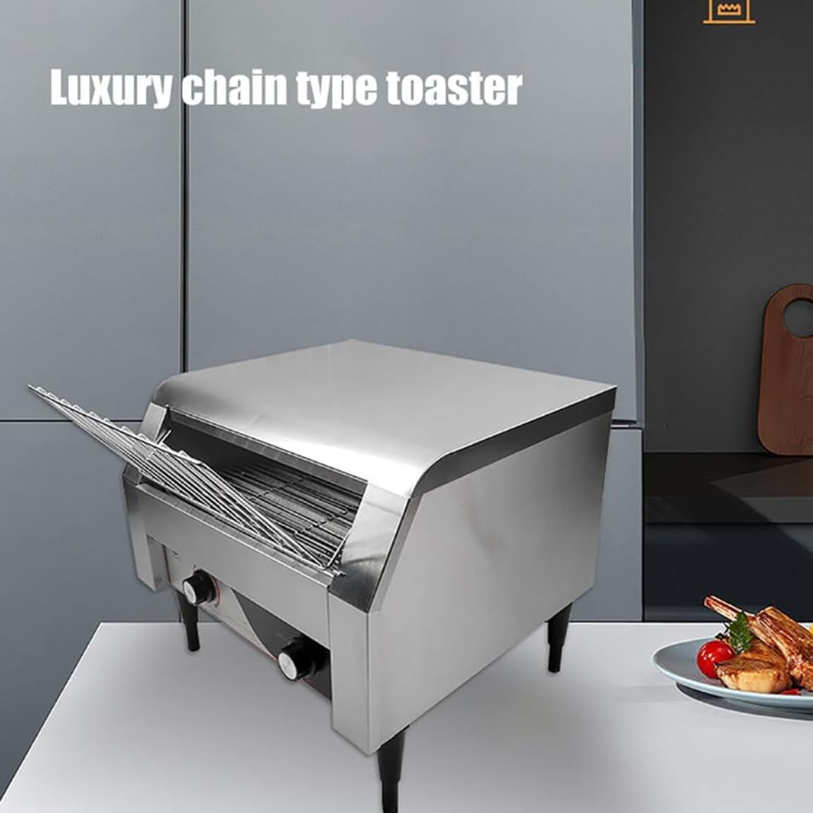 Tostadora de cinta transportadora comercial Tostadora de cinta transportadora para catering Máquina de pan eléctrica de 2240 W 150/300/450 piezas/h Horno tostador automático Control,300
