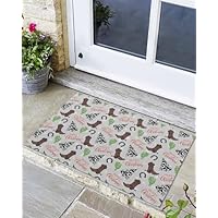 Welcome Mats for Front Door, Western Boot Cactus Horseshoe Rugs Non Slip Absorbent Indoor Doormat, Snowflake Cow Texture Tree on Grey Entrance Rug Washable Floor Mats for Entryway,16x24in