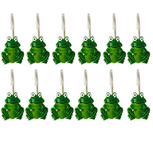 YING CHIC YYC Set of 12 Resin Frog Shower Curtain Hooks Cartoon Bath Room Hooks Bathroom Decor