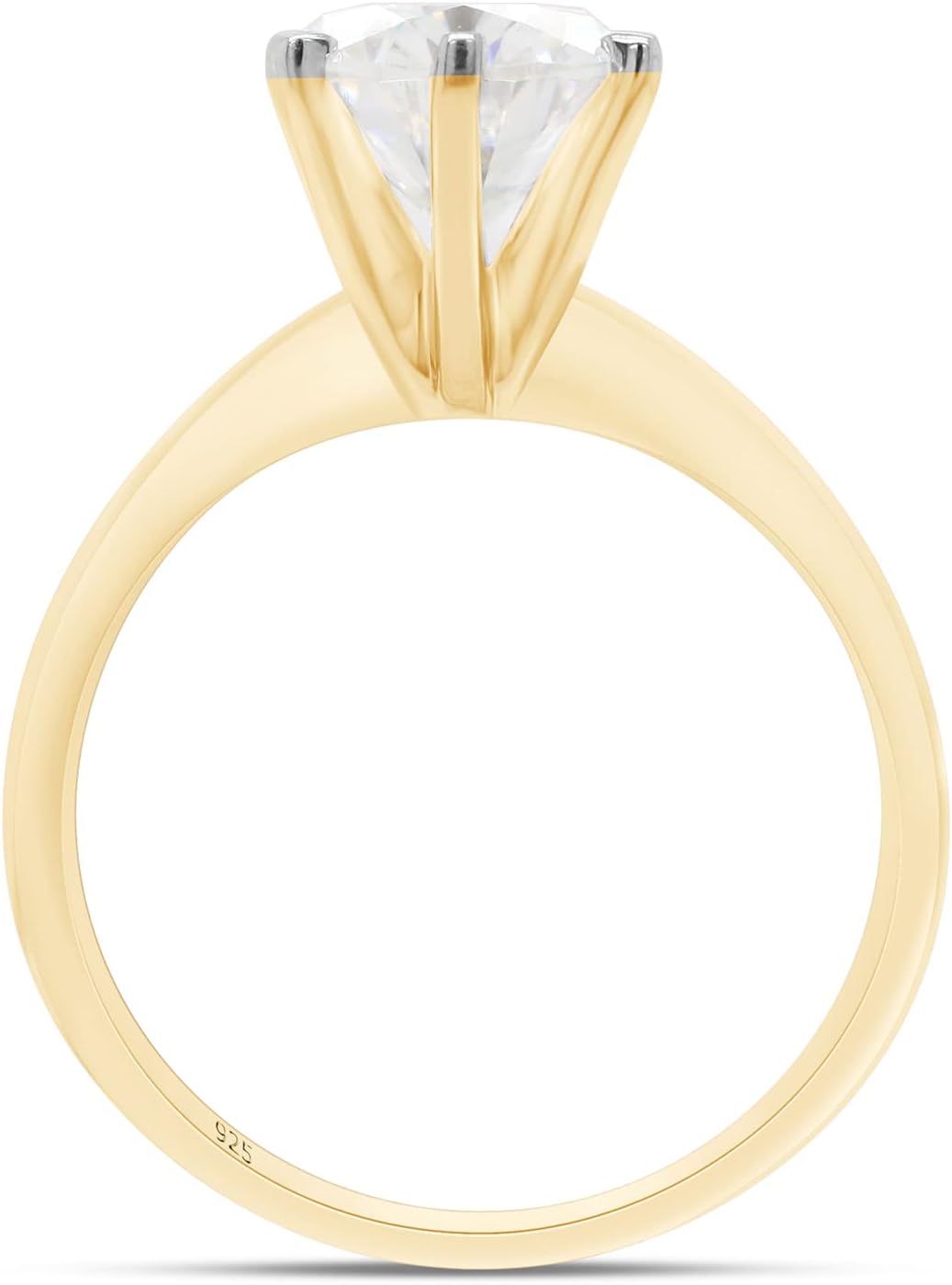 SAVEARTH DIAMONDS Oval Cut Lab Created Moissanite Diamond Solitaire Engagement Ring In 14K Gold Plated 925 Sterling Silver Jewelry For Women (VVS1 Clarity, 2.40 Cttw)