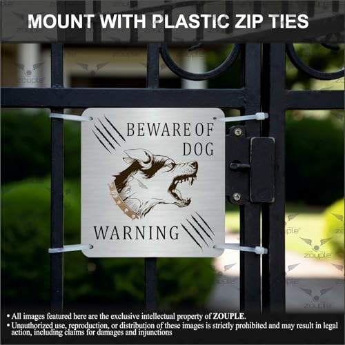 Image of Beware of Dog Sign, Canine Dobermann, 8x8 Inch, Durable Steel, Triple Mount