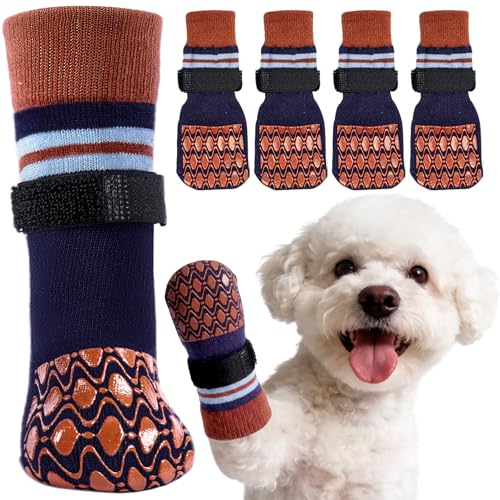 Kuoser Anti Slip Dog Socks with Double-Sided Grippers for Hardwood Floors