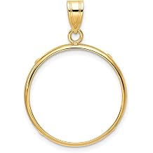 14k Polished 22.0mm Prong Coin Bezel Pendant, Yellow