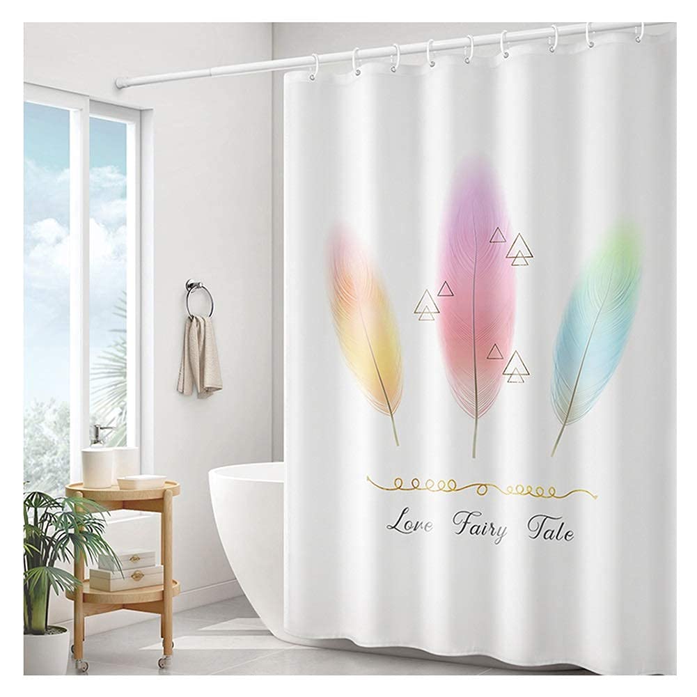 Rideau de salle de bain 3D étanche en tissu polyester blanc de taille longue