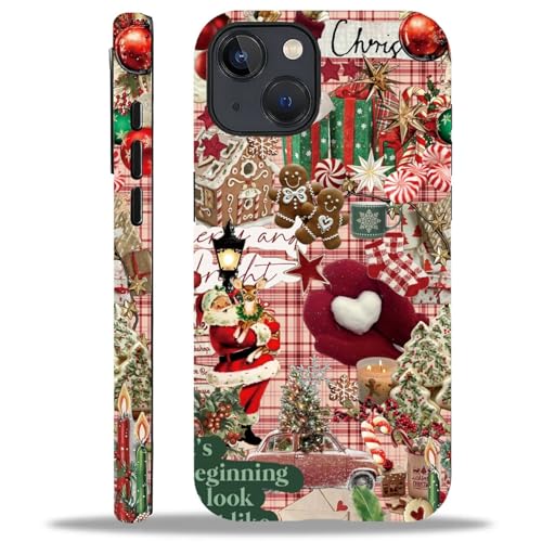 TAMEFOX Case for iPhone 14 Plus,Anti Drop Scratch Frosted Protective Cover Case for Women Girl-Cheer Christmas Collage Design