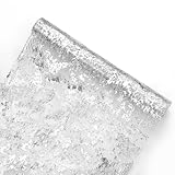 BDDC Silver Table Runner, 11'x108' Glitter Foil Metallic Silver Thin Mesh Table Runner Decor Roll, Silver Centerpiece Table Decorations for Party Wedding Christmas Thanksgiving Valentine