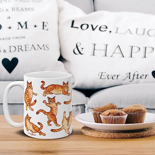 MUGBREW Orange Tabby Cat Funny Playful Postures Ceramic Coffee Mug Tea Cup, 11 OZ - 4