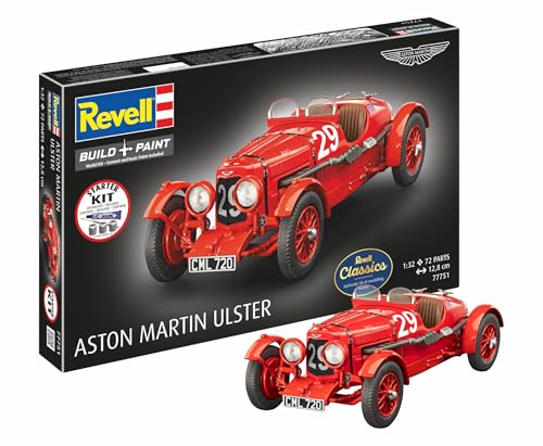 Revell Aston Martin Ulster 77751 Kit de démarrage à l'échelle 1/32 en plastique avec couleurs de base, colle et pinceau