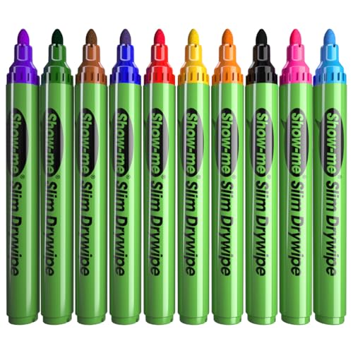 SHOW-ME - Whiteboard Markers | Drywipe, Erasable Medium Tip 2mm Line in Assorted Colours | Classroom Board Writing Pens with 3-Day Cap-off, Box of 50 - Image 3