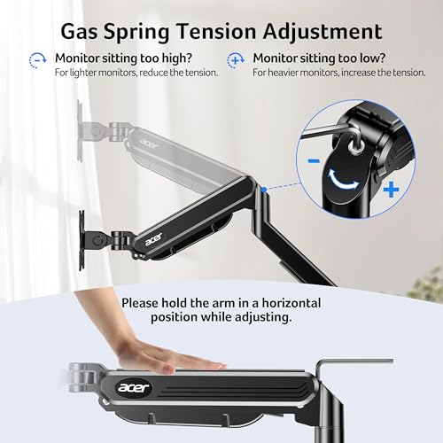 Acer Dual Monitor Arm, Gas Spring VESA Mount Stand for 17-32" Screens - image 4