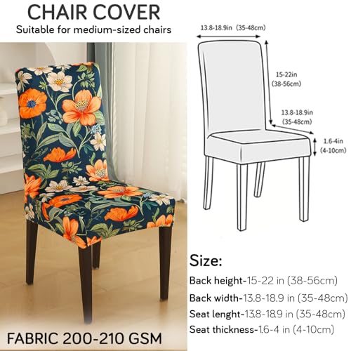 Image of HOKIPO Premium Printed Velvet Dining Chair Cover Set of 6, Teal Twilight Garden (AR-5794-D2*6)