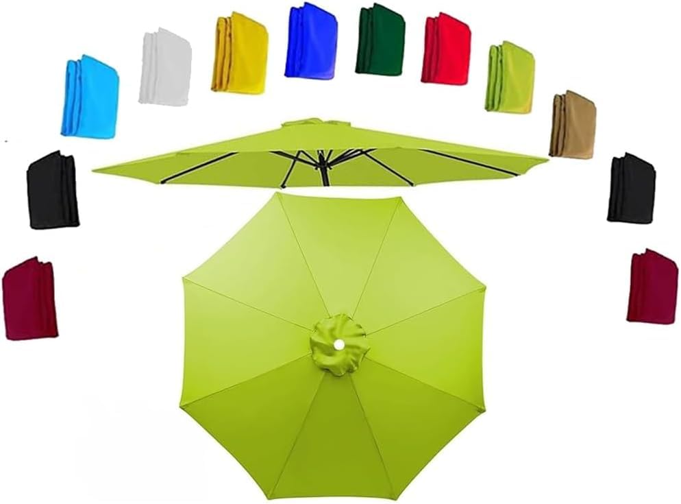 Toile de rechange pour parasol de jardin vert 2m à 6 baleines