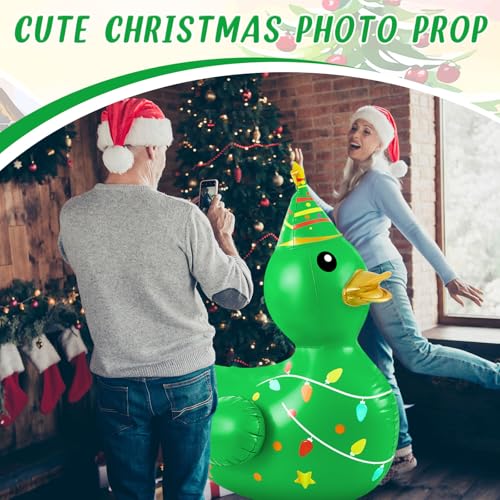 Hungdao 1 Pcs 4 Feet PVC Christmas Giant Inflatable Duck Huge Rubber Large Blow up Duck Christmas Pool Floats for Xmas Holiday Indoor Outdoor Pool Decorations (Christmas Tree) - Image 6