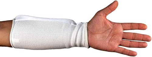 Miniatura 4 de Protector de tela para antebrazo Taekwondo, artes marciales, MMA antebrazo protector para sparring (negroblanco niño pequeño a adulto XL)
