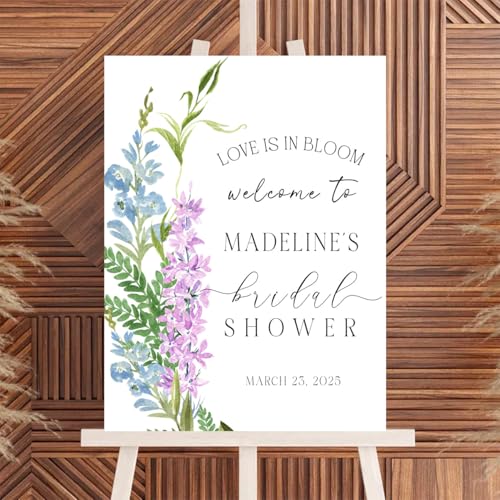 Love in Bloom Watercolor Floral Bridal Shower Sign, Custom Wildflower Bridal Shower Sign, Pink Floral Welcome Sign, Bridal Shower Banner, Welcome Yard Sign for Indoor and Outdoor Use