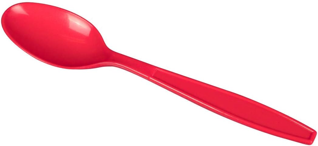 Karat U2033 (Red) 6.1" PP Extra-Heavy Weight Disposable Teaspoon, Red (Pack of 1000)