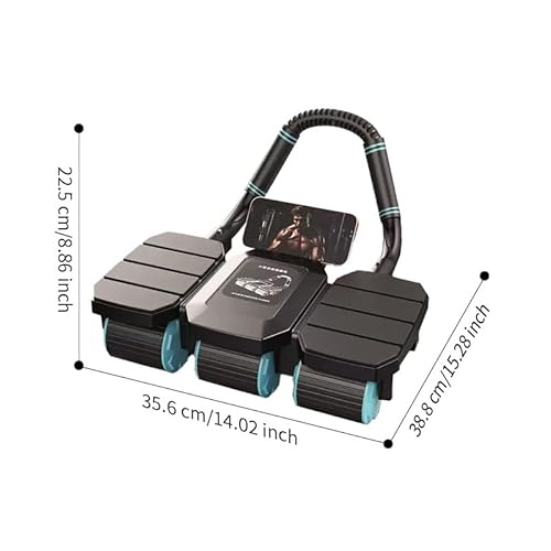 Ab Roller Wheel - 6-Wheel Core Trainer with Auto Rebound & Elbow Support, Heavy-Duty Metal Axle for Stability, Built-in Phone Holder, Home Gym Equipment for Abs/Back/Shoulder Workout - Image 2