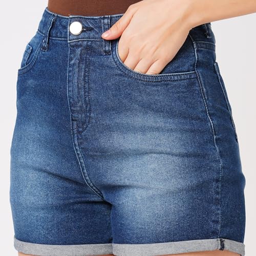 Image of Globus Women Black Slim Fit Mid Rise Hot Short