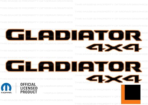 Decal Mods Gladiator - Calcomanías gráficas de cabecera de 4 x 4 para Jeep WranglerGladiator JLJT (2019-2024), negro con contorno naranja FBOO