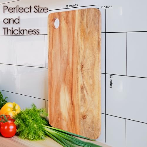 Image of 100% Natural Neem Wood Chopping /Cutting Board for Kitchen -Chef Knife Included- Anti-Bacterial - Reversible - No Polish /No Dyes - Natural Color & Finish with Mineral Oils - Multi Block