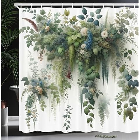 Ambesonne Botanical Shower Curtain with Hooks Cover