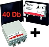  KIT AMPLIFICADOR MASTIL TECATEL 40DB UHF AMP-LTE404 + FUENTE 24V …