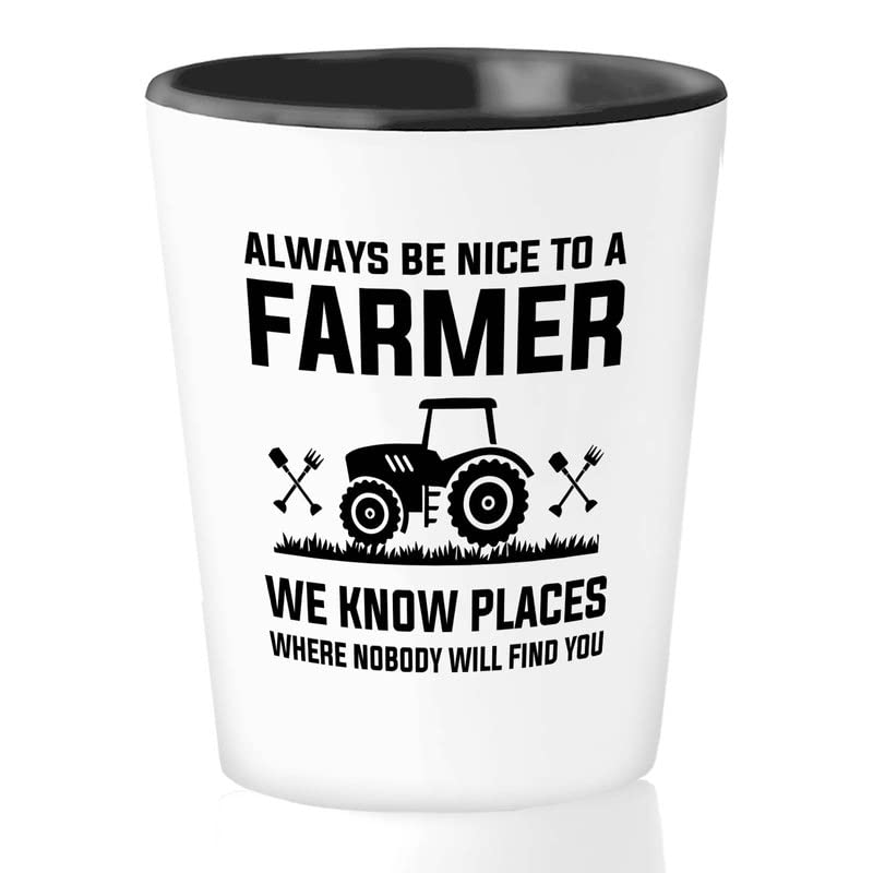 Farmer Shot Glass 1.5oz - nice to a farmer - Funny Farmer Gifts for Men Vintage Stuff Adult Cow Tractor Chicken Guy Farming