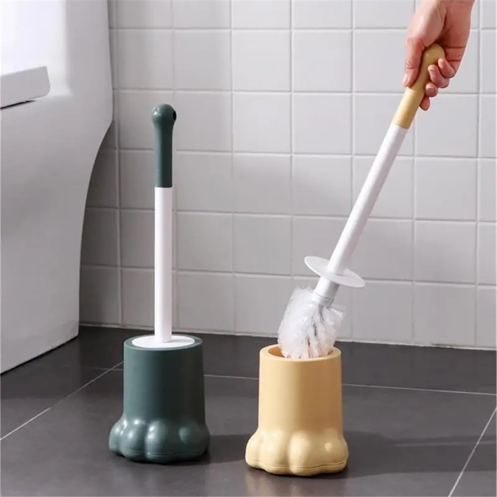 Escobilla de Baño Cepillo de baño de plástico con Forma de Pata, con Base de Secado rápido, Accesorios for el hogar, Juego de cepillos de baño Escobillas WC(Yellow)
