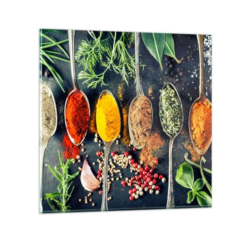 Quadro su Vetro 40x40cm Stampe da Parete in Vetro Spezie Erbe Aromatiche Piccoli Decorazione Murale Camera da Letto Cucina 1 pezzo Quadri Moderni Soggiorno Grafica Immagini Wall Art GAC40x40-5213