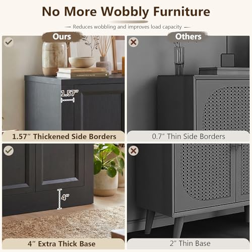 118 Inch Modern TV Stand for 85 Inch TVs Black Long Media Console - Image 5