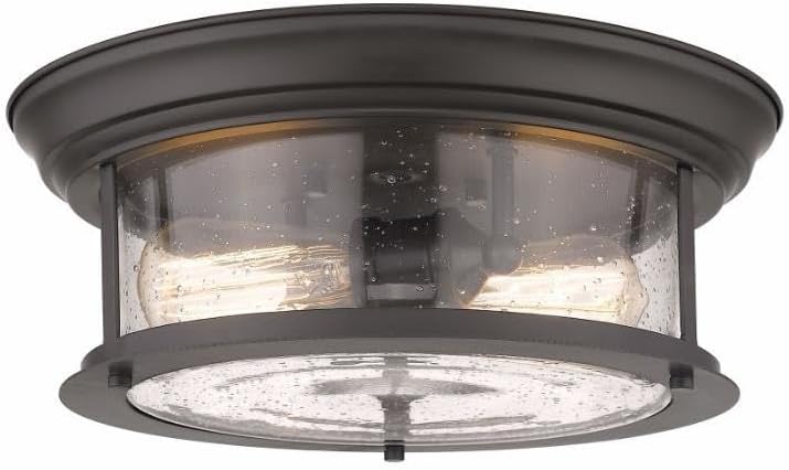 Z-Lite 2 Light Flush Mount 727F13-BRZ, Clear Seedy, 14" Round