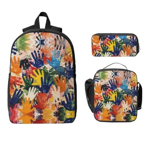 Cartable 3 en 1 noir pour enfants avec sac à déjeuner et trousse assortis - 2