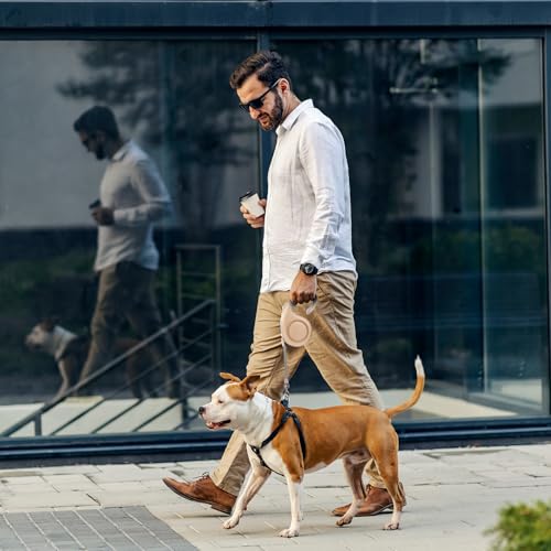 Beowanzk Leine Hund Ausziehbar, Weich Leine, Schleppleine für Kleine mit Pausensperre, Einhandbremse, Pause, Sperre, 5M (Gold)