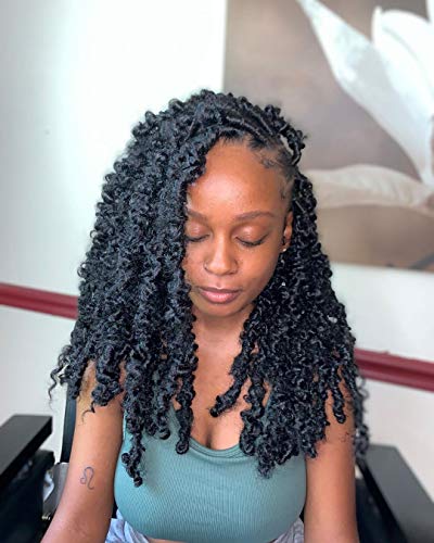 ELIGHTY Butterfly Bob Locs - Distressed Faux Locs, Pre-twisted Braids, Crochet Braids, Pre looped, Fluffy, Natural Messy Synthetic Crochet Braiding Hair (14 Inch (Pack of 6), 1B)