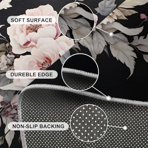 Tapete decorativo floral 4x6ft negro y blanco miniatura 6