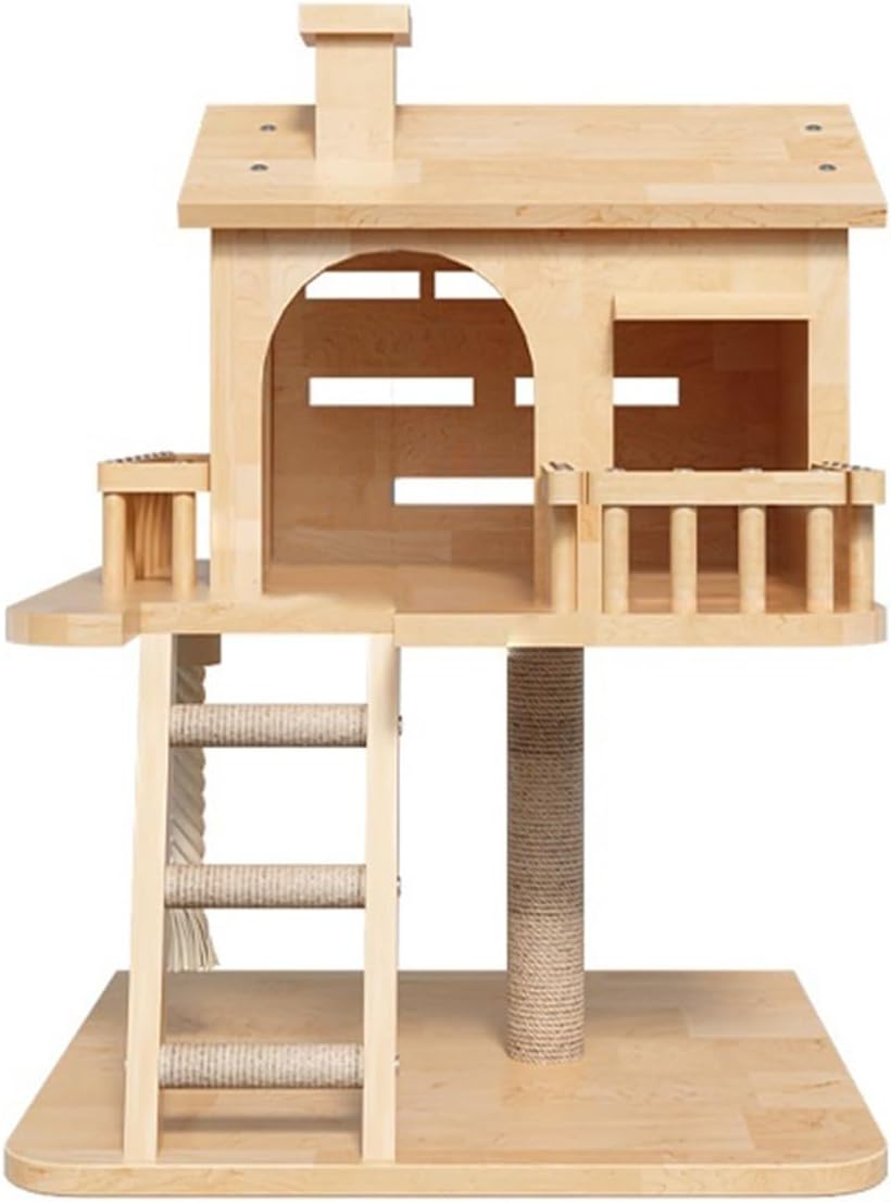 Cat Villa Wood Cat Climbing Frame Nest Dodge House Wooden Cat Tree One Does Not Take Up Space Grinding Claw Column Jumping Platform Small Apartment Cat House,B