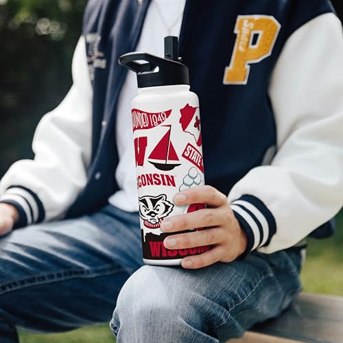 Image of Logo Brands NCAA Native 34 oz Quencher Water Bottle - | Local Icons Design | Double-Wall Insulated| Leak-Proof Lid & Built-In Straw