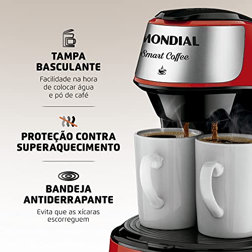 Cafeteira Elétrica Smart Coffe, Mondial, Vermelho/Inox, 500W, 110V - C-42-2X-RI
