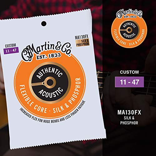 Martin Ma130Fx Authentic Acoustic - Flexible Core Silk And Phosphor Custom Guitar Strings (Packaging May Vary) #TOP4