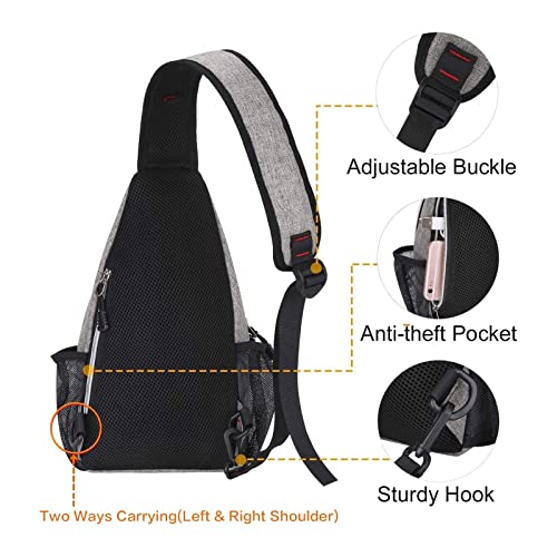 Mosiso Mini Sling Backpack,Small Hiking Daypack Travel Outdoor Casual Sports Bag, Gray #TOP3