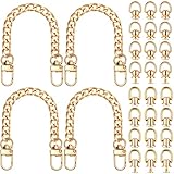Kenning 4 Pcs 7.9 Inch Purse Chain Strap Handbag Chains Accessories Flat Extender Shoulder Cross Body Replacement Straps with 24 Metal D Ring Stud Screw for Women DIY Leather Wallet Crafts, Gold