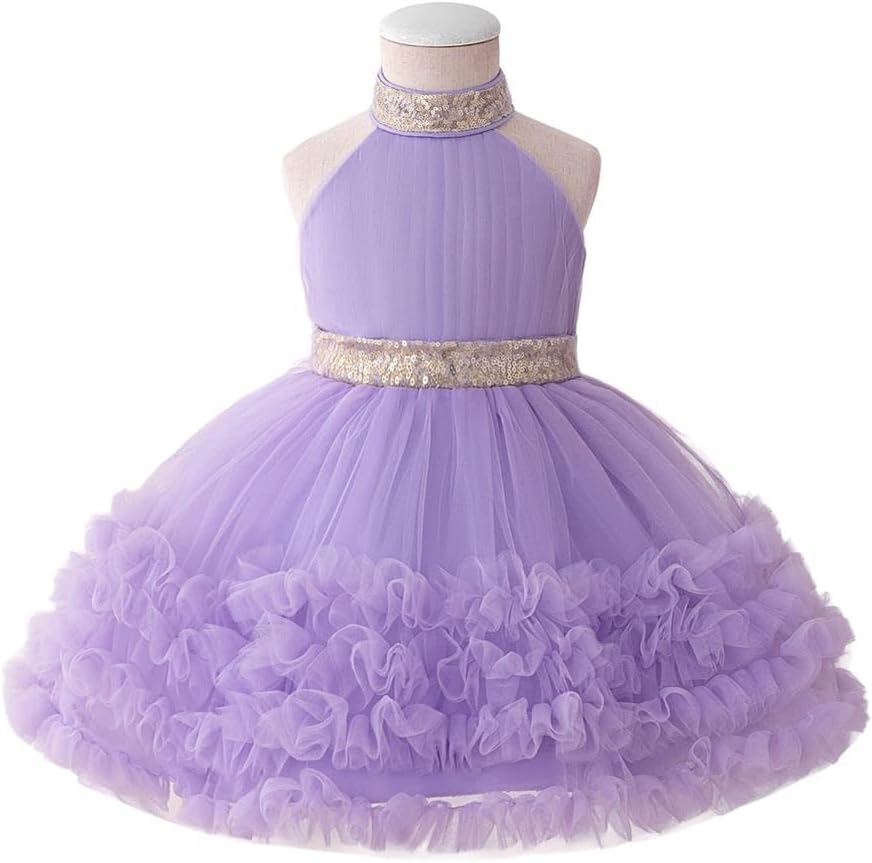 Dressy Daisy Flower Girls Dress Tulle High Low Wedding Dresses Gown with Bow Back for Special Occasion Birthday Party