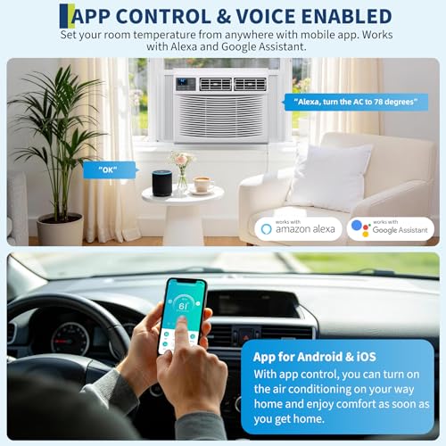 Image of 23200 BTU Window Air Conditioner with Heater, 4-in-1 208 /230V WiFi Smart Window AC Unit with Cooling & Heating for Rooms Up to 1500 Sq Ft, Remote /App Control, Compatible with Alexa & Google Assistant