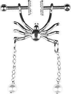 Cadena De Araña Para Pezones,Pinzas Para Pezones,Sin Perforaciones,De Acero Inoxidable,Ajustables,Con Cadena,Bdsm,Para Mujeres,Color Blanco,Talla Única