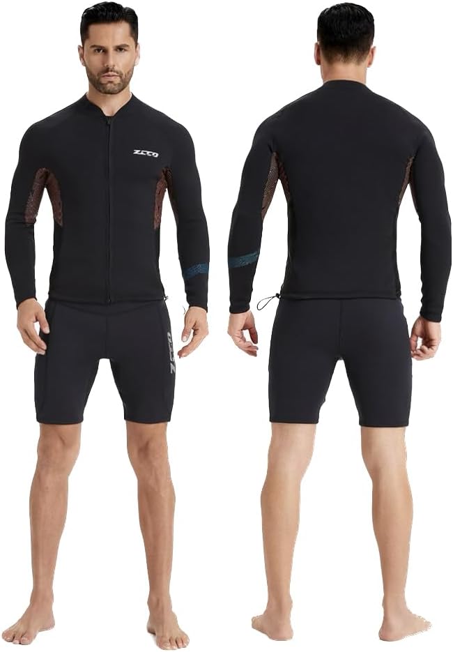 Miniatura 4 de ZCCO Traje de neopreno de 0.069 pulgadas para mujeres y hombres, chaqueta de neopreno de manga larga para buceo, camisa de traje húmedo con