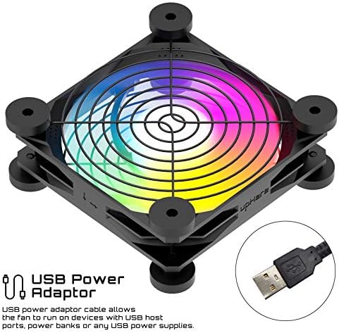 upHere 120mm Rainbow LED Quiet USB Powered Fans 5V Computer Cooling Fan Compatible for PC/Xbox/Playstation/TV Box,etc, N12U06
